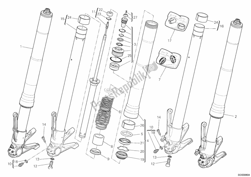 Tutte le parti per il Forcella Anteriore del Ducati Diavel Brasil 1200 2012